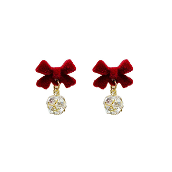 Naušnice - mašna oblik, cirkon, elektroplatirano, Haoteng Jewelry, lagani luksuzni stil