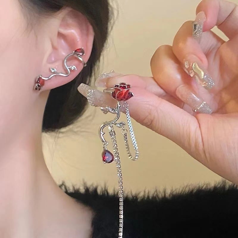 Clip pentru urechi în formă de U, design floral, aliaj, placare electrolitică