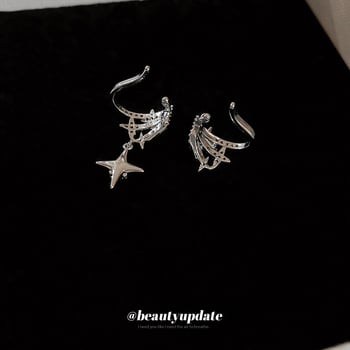 Klipi za uho od legure s cirkonima, geometrijski dizajn u obliku prstena, ženski lagani luksuzni stil