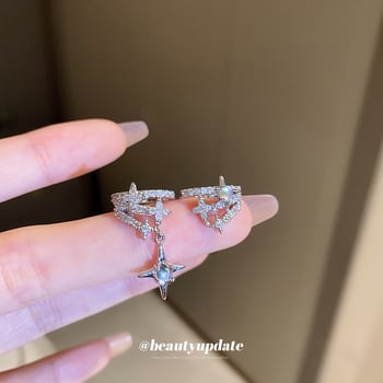 Klipi za uho od legure s cirkonima, geometrijski dizajn u obliku prstena, ženski lagani luksuzni stil