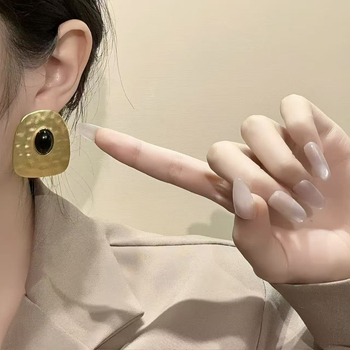 Fülbevalók – Geometriai alakzat, szabálytalan ovális dizájn, ötvözet, elektroplakálás, 925-ös ezüst tűk, könnyű luxus stílus