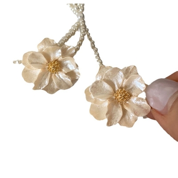 RONERAI fém fülbevalók camellia motívummal, elektroplatírozott felülettel, francia vintage-stílusú nőknek