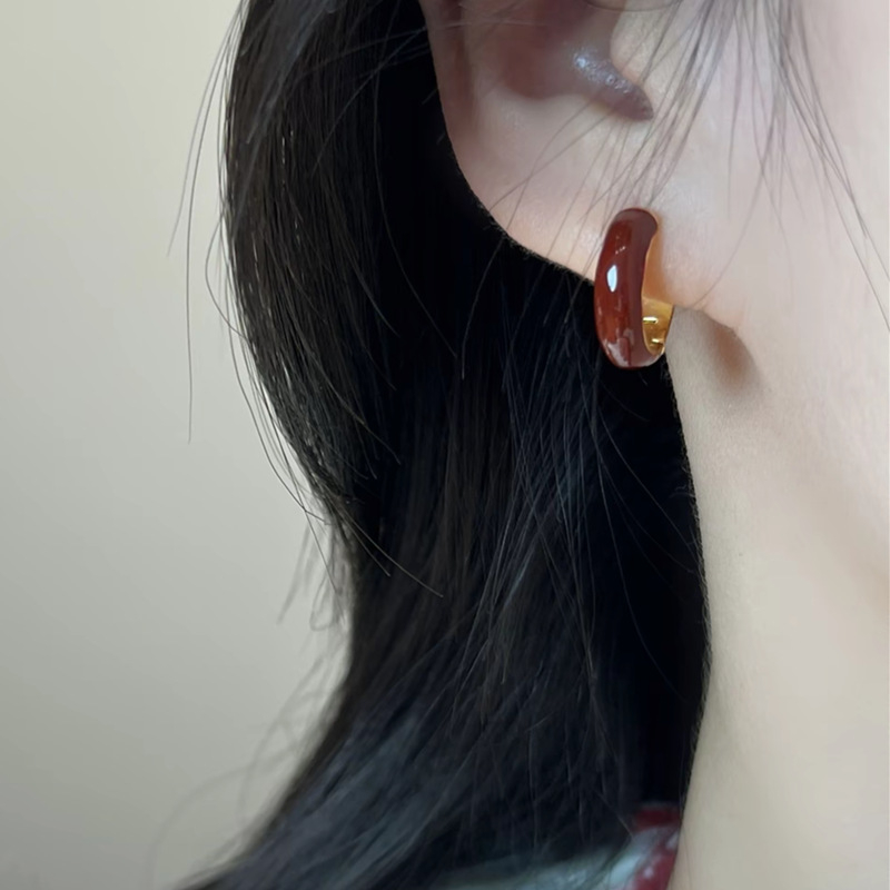 Ankora cercei hoop geometrici, cupru placat cu aur, electroplating, stil luxos ușor, știft de ureche din cupru