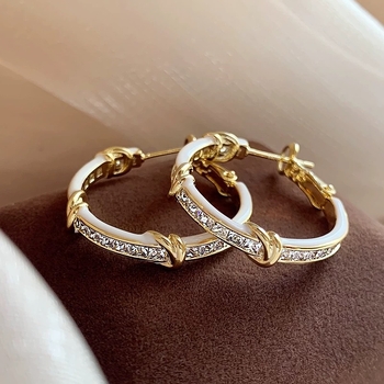 Naušnice Kaitin Jewelry s geometrijskim dizajnom i cirkonima, legura, luksuzni modni dodatak za žene