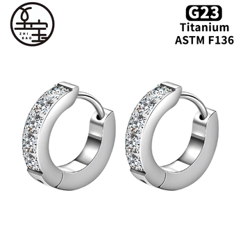 Cercei din aliaj de titan cu zirconiu, formă geometrică, finisaj lucios, unisex, origine Dongguan