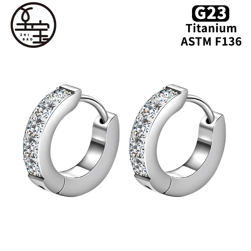 Cercei din aliaj de titan cu zirconiu, formă geometrică, finisaj lucios, unisex, origine Dongguan