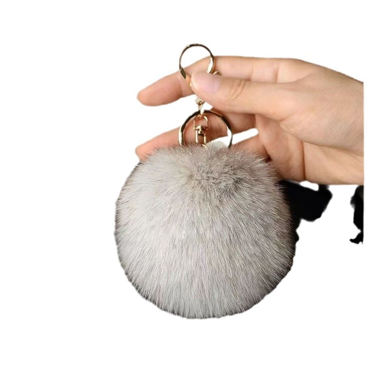 Breloc din blană de vulpe – realizat manual, pandantiv pluș drăguț pentru mașină, model: animale mici, marcă Langrun fur