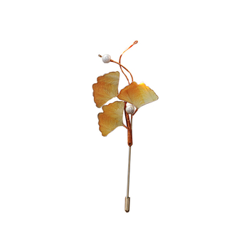 Broșă: Frunză de Ginkgo, floare de catifea, lucrată manual, inspirată din patrimoniul cultural imaterial, stil feminin antic, decorativ din aliaj