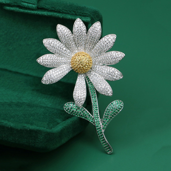 Broșă Diamond Sunflower, aliaj de zinc, Brand Xinshi Yilian, stil coreean-japonez