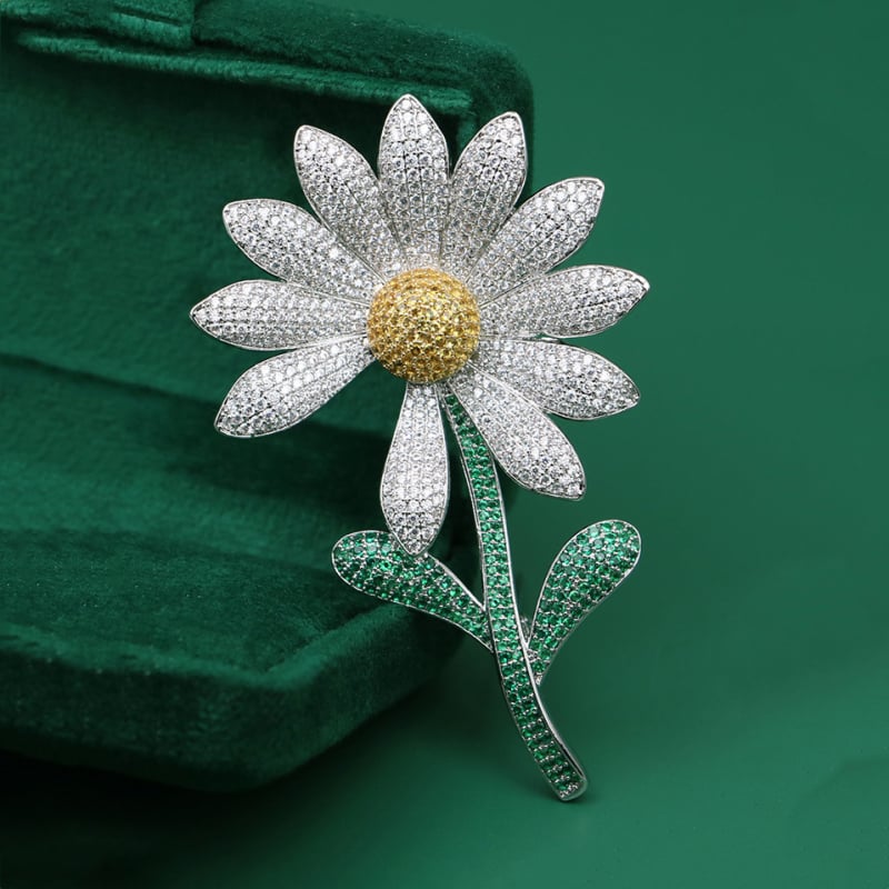 Broșă Diamond Sunflower, aliaj de zinc, Brand Xinshi Yilian, stil coreean-japonez