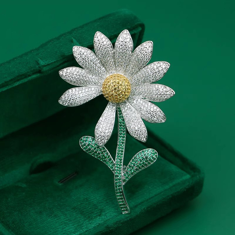 Broșă Diamond Sunflower, aliaj de zinc, Brand Xinshi Yilian, stil coreean-japonez