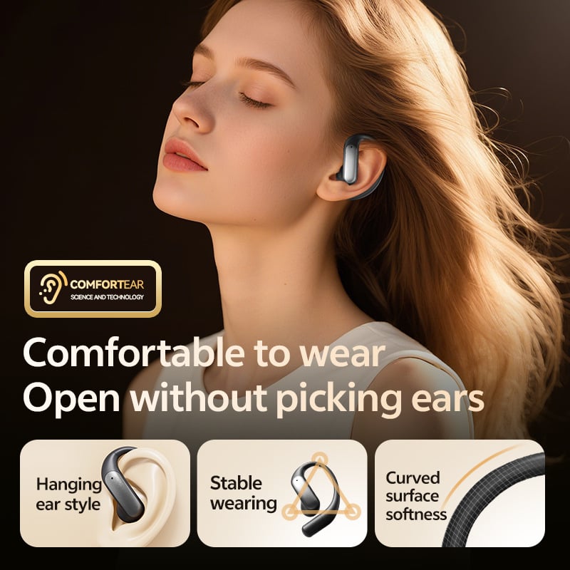 M129 Cască Bluetooth pentru urechi cu afișaj digital, Bluetooth 5.4, rază de 10 m, IPX4 impermeabil, autonomie 4–8 ore