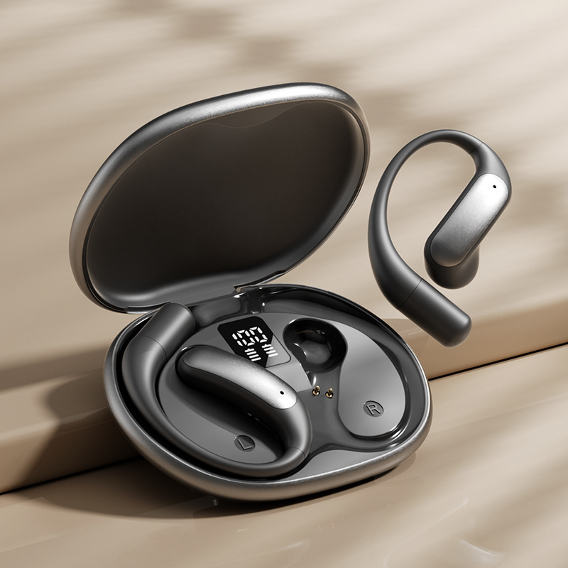 M129 Cască Bluetooth pentru urechi cu afișaj digital, Bluetooth 5.4, rază de 10 m, IPX4 impermeabil, autonomie 4–8 ore