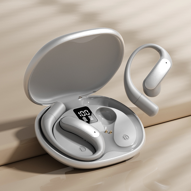 M129 Cască Bluetooth pentru urechi cu afișaj digital, Bluetooth 5.4, rază de 10 m, IPX4 impermeabil, autonomie 4–8 ore