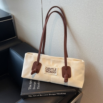 Geantă de subraț pentru femei, stil street, din pânză, formă dumpling, cu fermoar, buzunare interioare: fermoar, telefon, documente