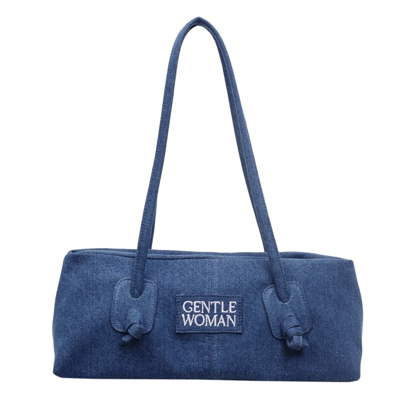 Geantă de subraț pentru femei, stil street, din pânză, formă dumpling, cu fermoar, buzunare interioare: fermoar, telefon, documente