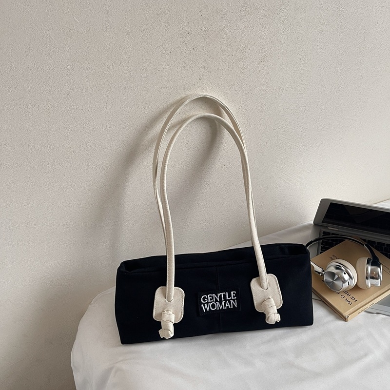 Geantă de subraț pentru femei, stil street, din pânză, formă dumpling, cu fermoar, buzunare interioare: fermoar, telefon, documente