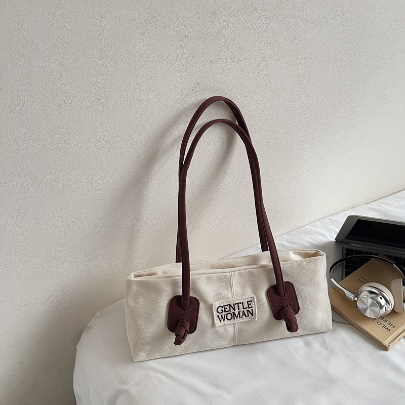 Geantă de subraț pentru femei, stil street, din pânză, formă dumpling, cu fermoar, buzunare interioare: fermoar, telefon, documente