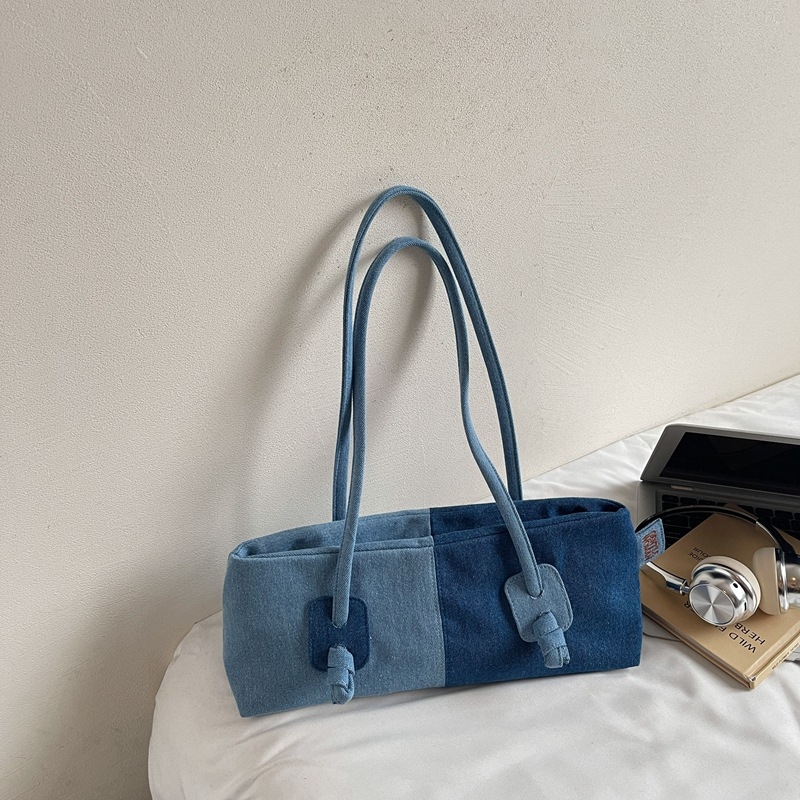 Geantă de subraț pentru femei, stil street, din pânză, formă dumpling, cu fermoar, buzunare interioare: fermoar, telefon, documente