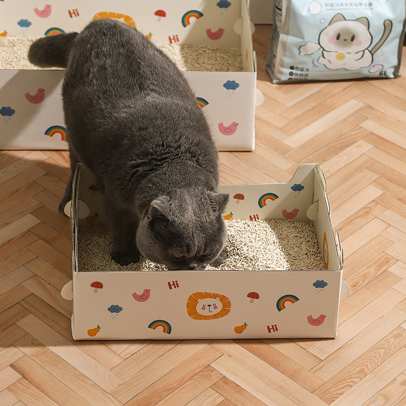 Κουτί άμμου γάτας από χαρτί, μιας χρήσης, πτυσσόμενο με μεγάλη χωρητικότητα, κατάλληλο για γάτες και σκύλους