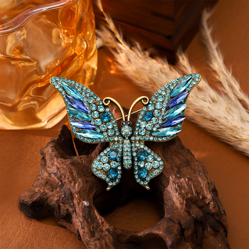 Broșă fluture - aliaj, placare electrolitică, formă animal, anti-reflexie, accesoriu pentru femei