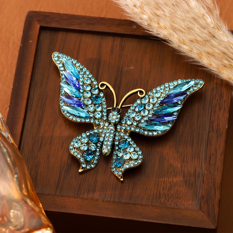 Broșă fluture - aliaj, placare electrolitică, formă animal, anti-reflexie, accesoriu pentru femei