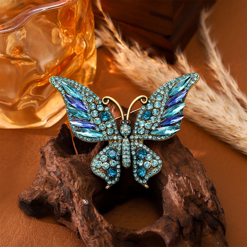 Broșă fluture - aliaj, placare electrolitică, formă animal, anti-reflexie, accesoriu pentru femei