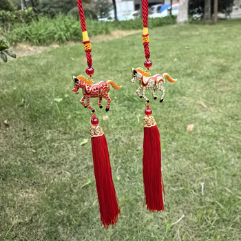 Autódísz — Brilliant, ötvözet, Ló éve tassel és kristályos medál, kínai hagyományos stílus, belső dekoráció (visszapillantó tükör)