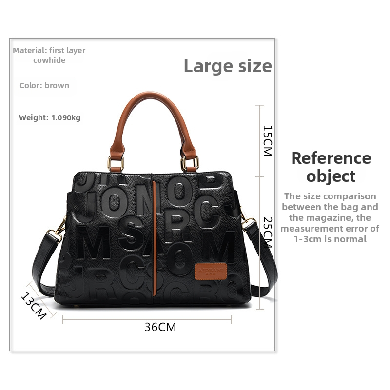 Geantă crossbody din piele naturală pentru femei, din primul strat de piele de vacă, siluetă vertical-pătrată, căptușeală poliester, pentru uz zilnic
