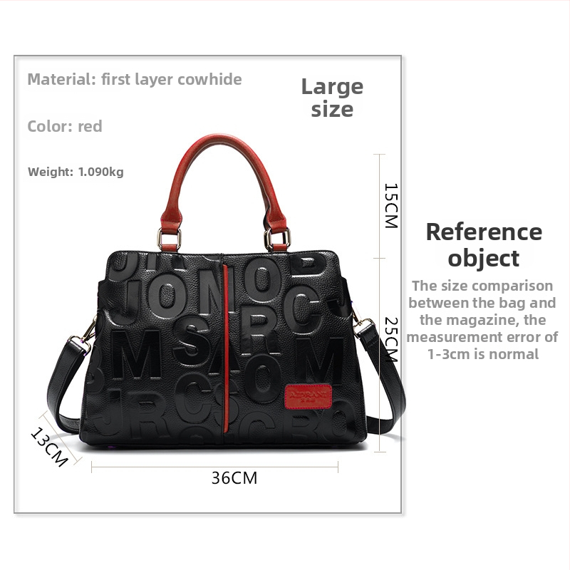 Geantă crossbody din piele naturală pentru femei, din primul strat de piele de vacă, siluetă vertical-pătrată, căptușeală poliester, pentru uz zilnic