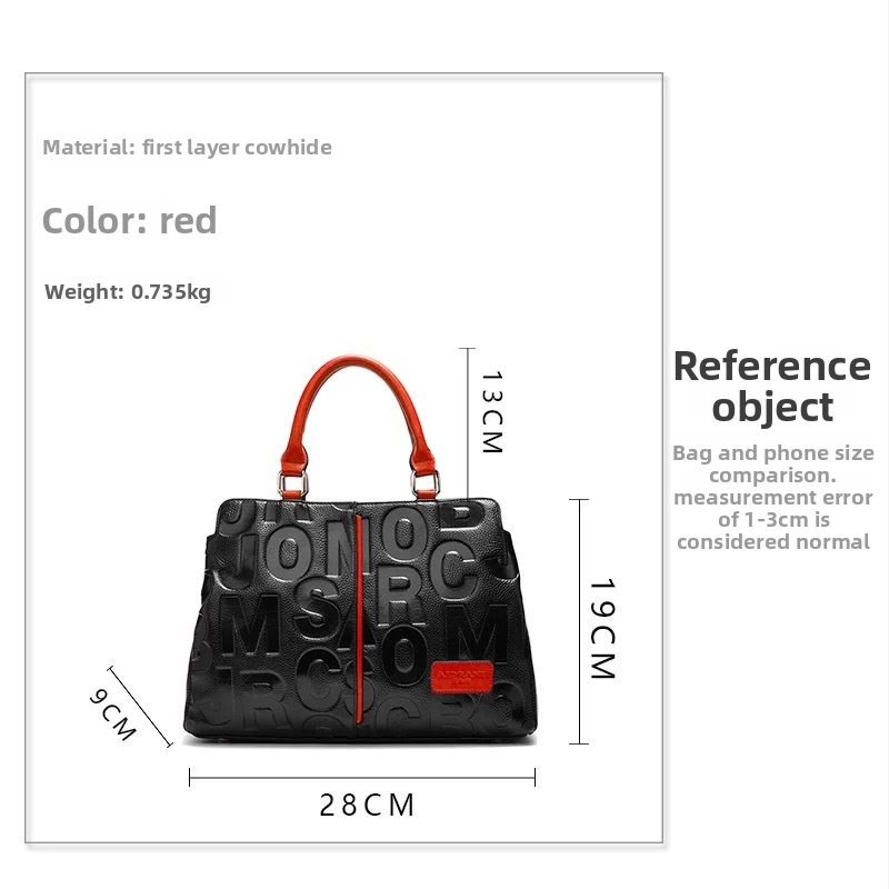 Geantă crossbody din piele naturală pentru femei, din primul strat de piele de vacă, siluetă vertical-pătrată, căptușeală poliester, pentru uz zilnic