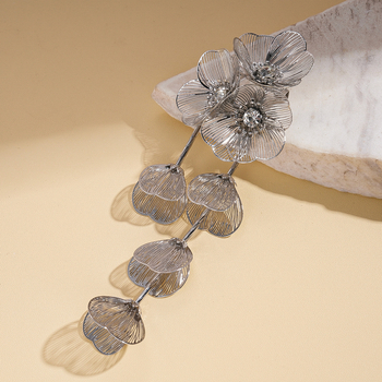 Broșă floare din fier cu incrustații de diamant, stil elegant vintage, bijuterie multifuncțională pentru femei