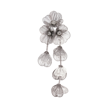 Broșă floare din fier cu incrustații de diamant, stil elegant vintage, bijuterie multifuncțională pentru femei