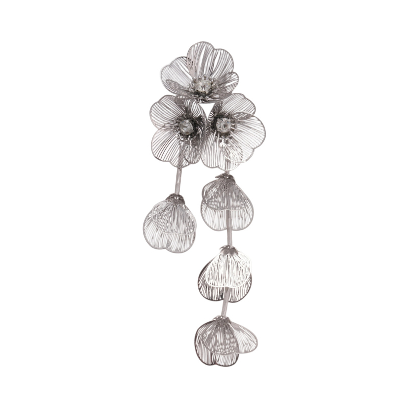 Broșă floare din fier cu incrustații de diamant, stil elegant vintage, bijuterie multifuncțională pentru femei