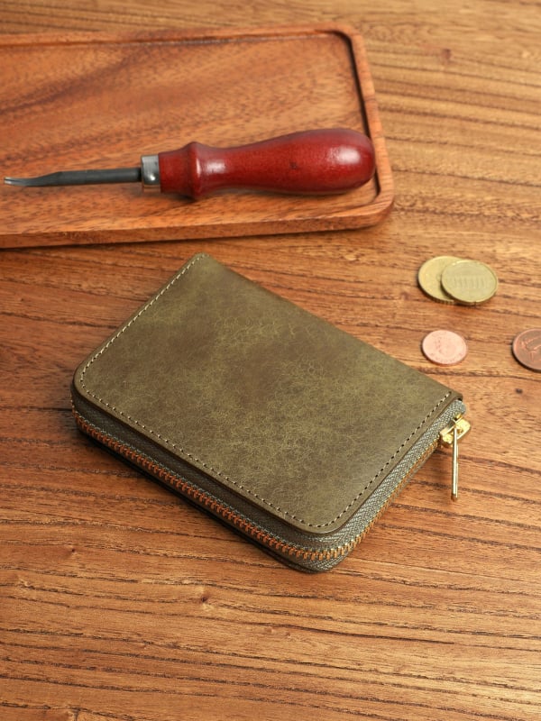 Cattleman kratki novčanik od kože prvog sloja teleće kože, s podstavom od prave kože, antibakterijski i otporan na habanje