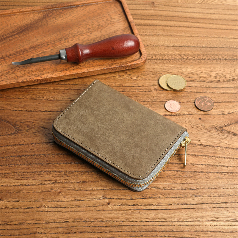 Cattleman kratki novčanik od kože prvog sloja teleće kože, s podstavom od prave kože, antibakterijski i otporan na habanje