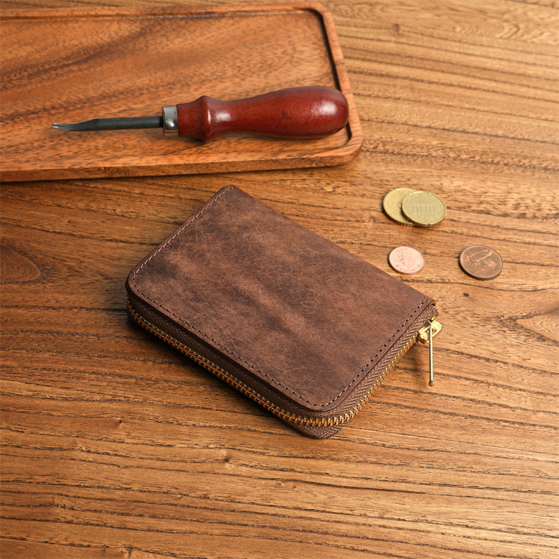 Cattleman kratki novčanik od kože prvog sloja teleće kože, s podstavom od prave kože, antibakterijski i otporan na habanje