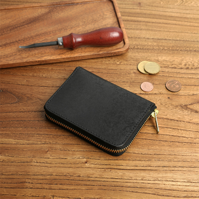 Cattleman kratki novčanik od kože prvog sloja teleće kože, s podstavom od prave kože, antibakterijski i otporan na habanje