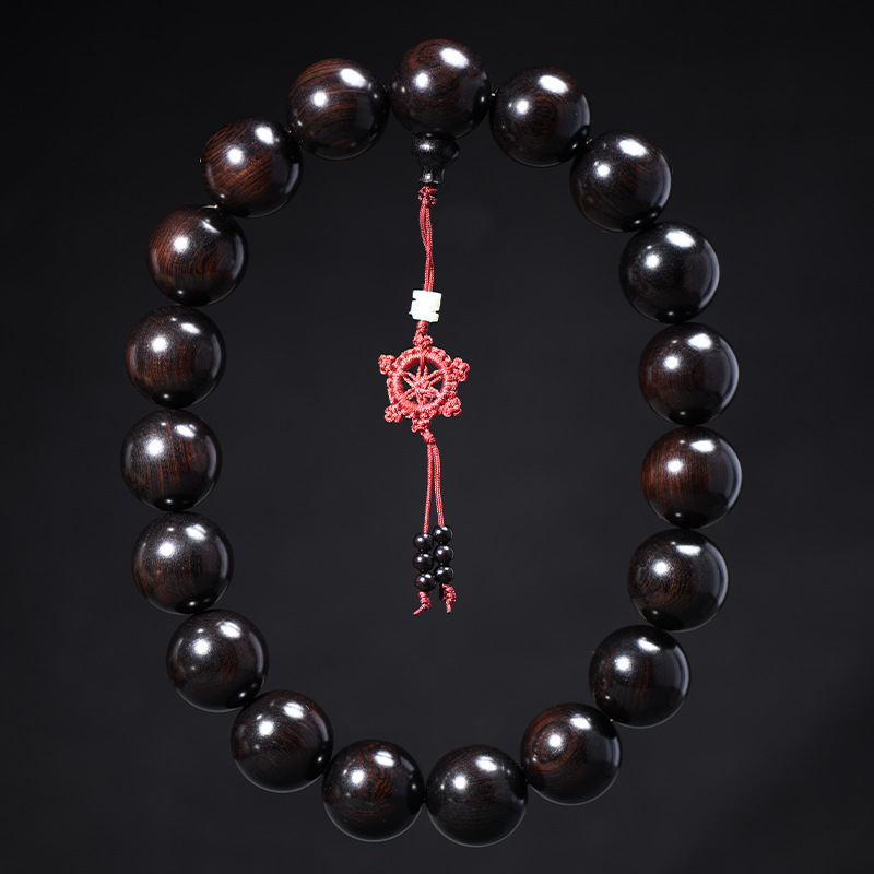 Ξύλινο βραχιόλι με χάντρες Βούδα, λεία επεξεργασία, 19 χάντρες, unisex, εθνικό στυλ