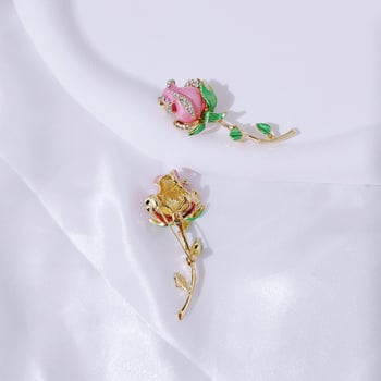 Broșă lalea, formă florală, aliaj, placare electrolitică, stil proaspăt
