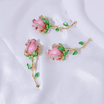 Broșă lalea, formă florală, aliaj, placare electrolitică, stil proaspăt