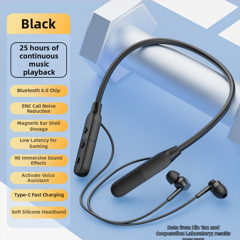 Xrmai căști Bluetooth pentru gât, stereo, Bluetooth 6.0, rază 10 m, autonomie baterie peste 8 ore