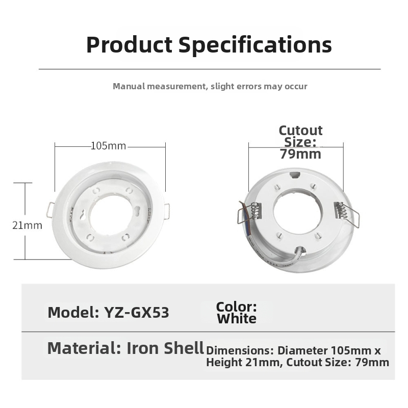 LED zabudované stropné svietidlo set, anti-glare dizajn, COB puzdro, ultra tenký, 5W–7W, model YZ-GX53-SP03