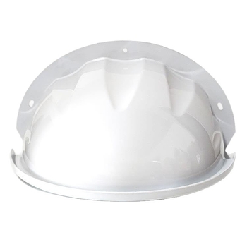 Hemisfēriskais kameras aizsargkorpuss, plastmasas, sienas stiprinājums, piederumi: aizsargs, sfēras aizsargs