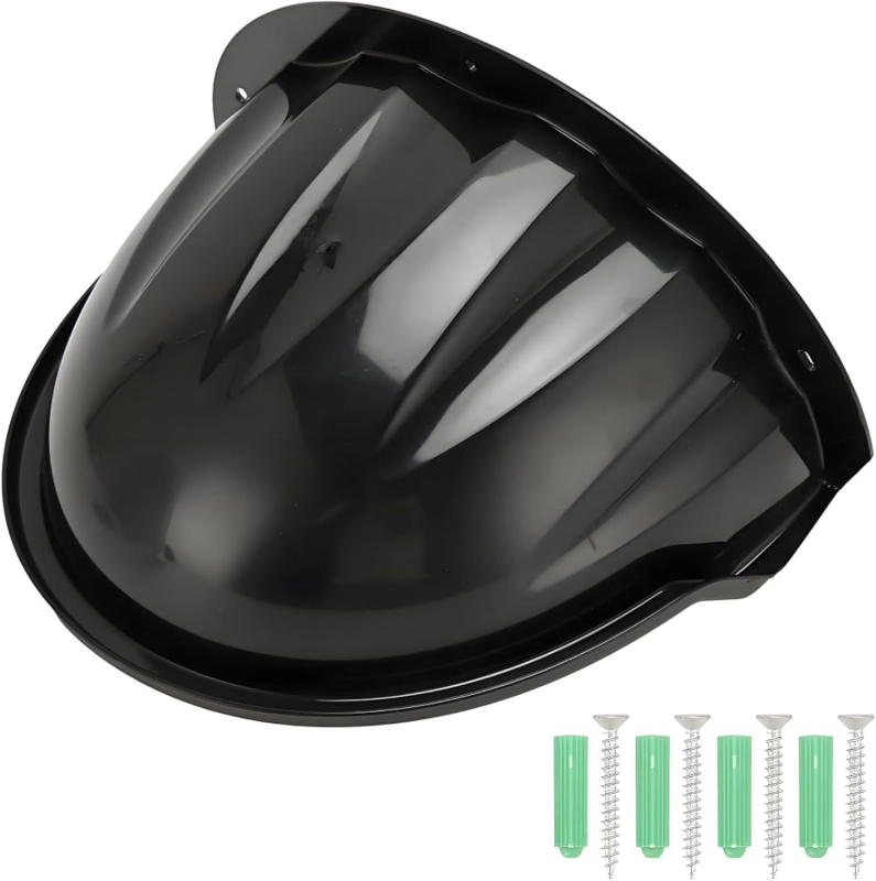 Hemisfēriskais kameras aizsargkorpuss, plastmasas, sienas stiprinājums, piederumi: aizsargs, sfēras aizsargs