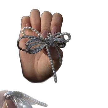 Broš FS0668 – dizajn mašna-uzorak, retro ženski stil, mješavina materijala, elektroplating, višestruka namjena