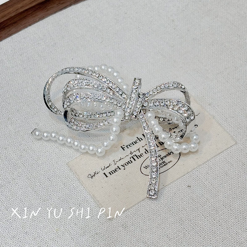 Broš FS0668 – dizajn mašna-uzorak, retro ženski stil, mješavina materijala, elektroplating, višestruka namjena