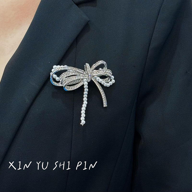 Broš FS0668 – dizajn mašna-uzorak, retro ženski stil, mješavina materijala, elektroplating, višestruka namjena