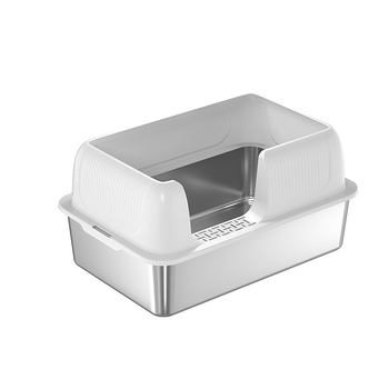 Lăziță de nisip pentru pisici - Intrare laterală, A doua generație, Metal + Plastic