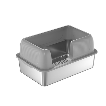 Lăziță de nisip pentru pisici - Intrare laterală, A doua generație, Metal + Plastic